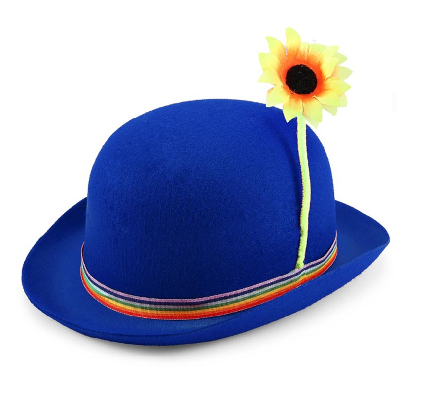 Clown bowler hat with sunflower in various colours for adults