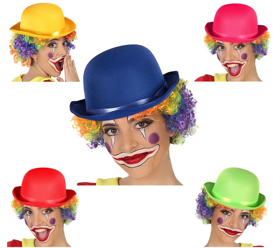 Clown bowler hat in various colors