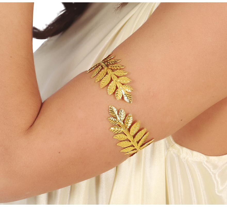 Metallic Roman bracelet with golden leaves