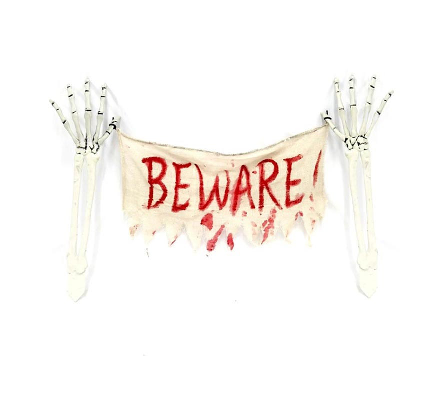 Skeleton Arm with Beware Poster 44x70 cm