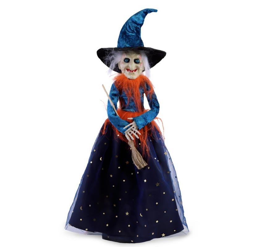 Bruxa decorativa azul de luxo de 46 cm