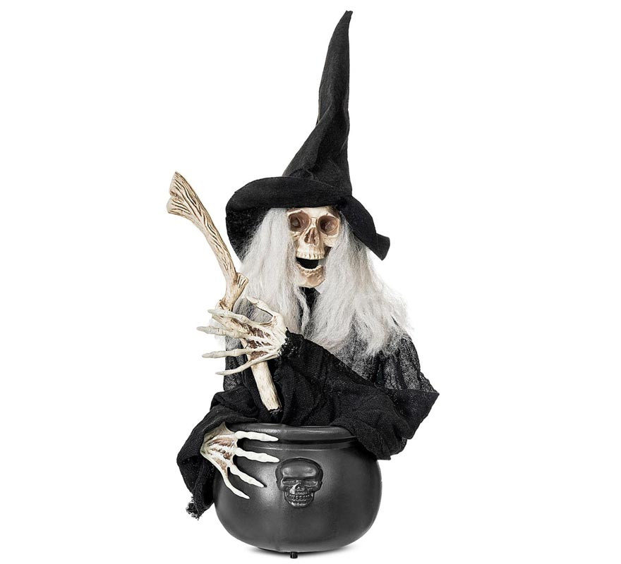 Skull Witch with cauldron 20x20x60 cm