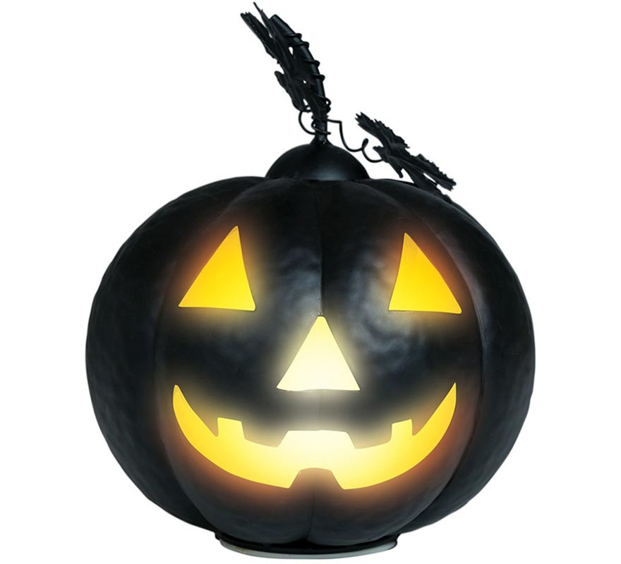 Black Metal Pumpkin with Light 16 cm