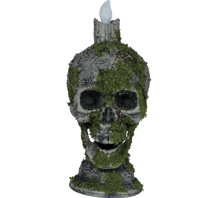 Caveira com Vela e Musgo com Luz 35 cm