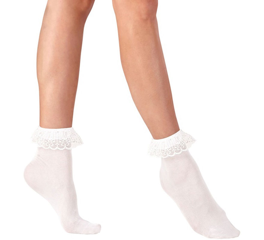 White Socks with Lace Ruffle 70 DEN