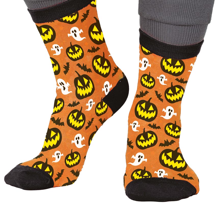 Pumpkin and Ghost Socks for Halloween in sizes 22 to 48