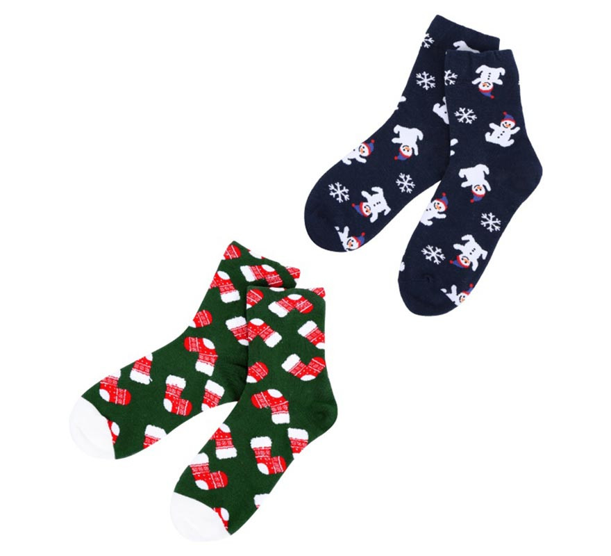 Chaussettes de Noël, bottes et bonhomme de neige en modèles adultes assortis