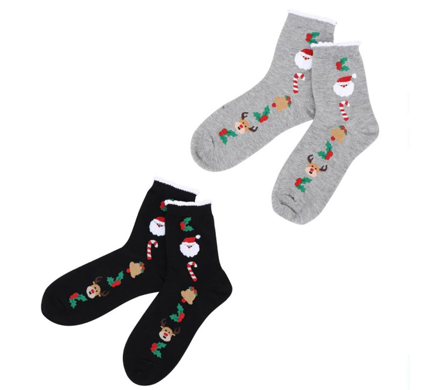 Dark Santa Claus Christmas Socks in Assorted Colors for Adults