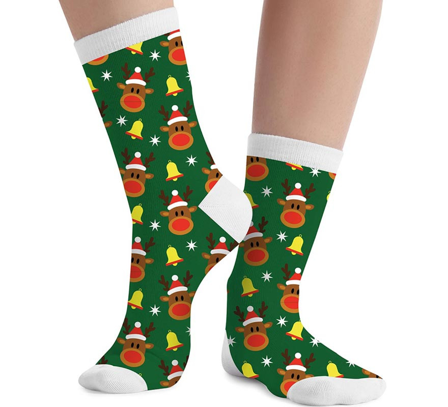 Reindeer Christmas Socks Size 42-48 Adult