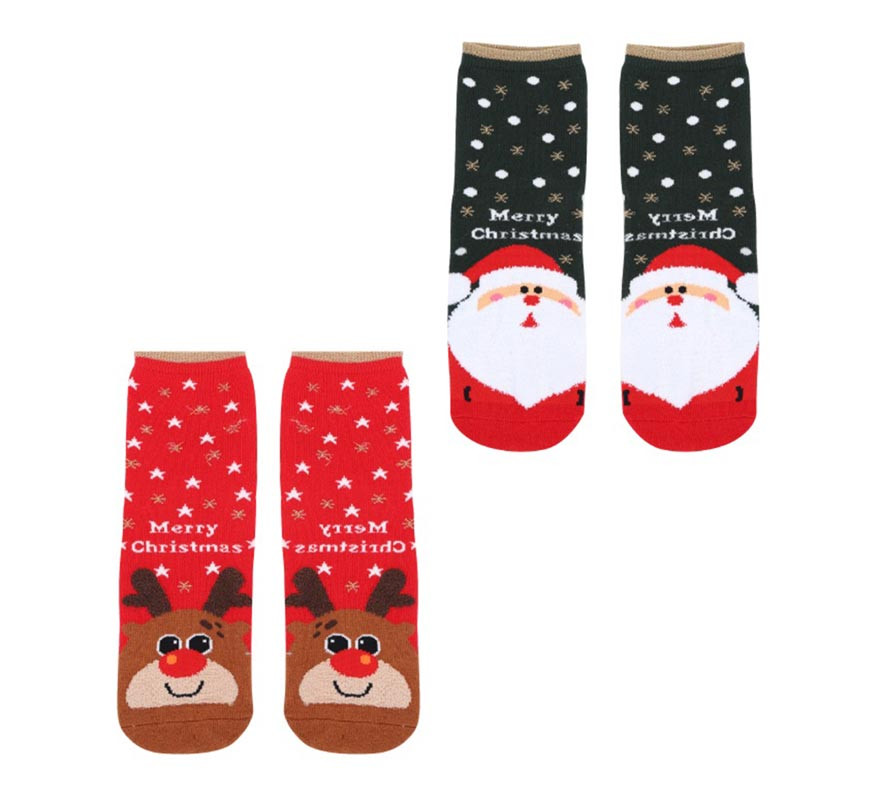 Christmas Reindeer and Santa Claus socks in assorted adult models