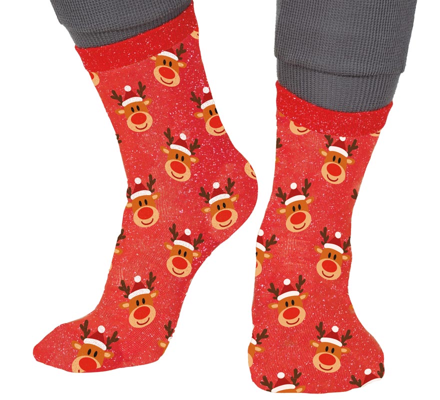 Chaussettes de Noël à paillettes en forme de renne, tailles 22 à 41