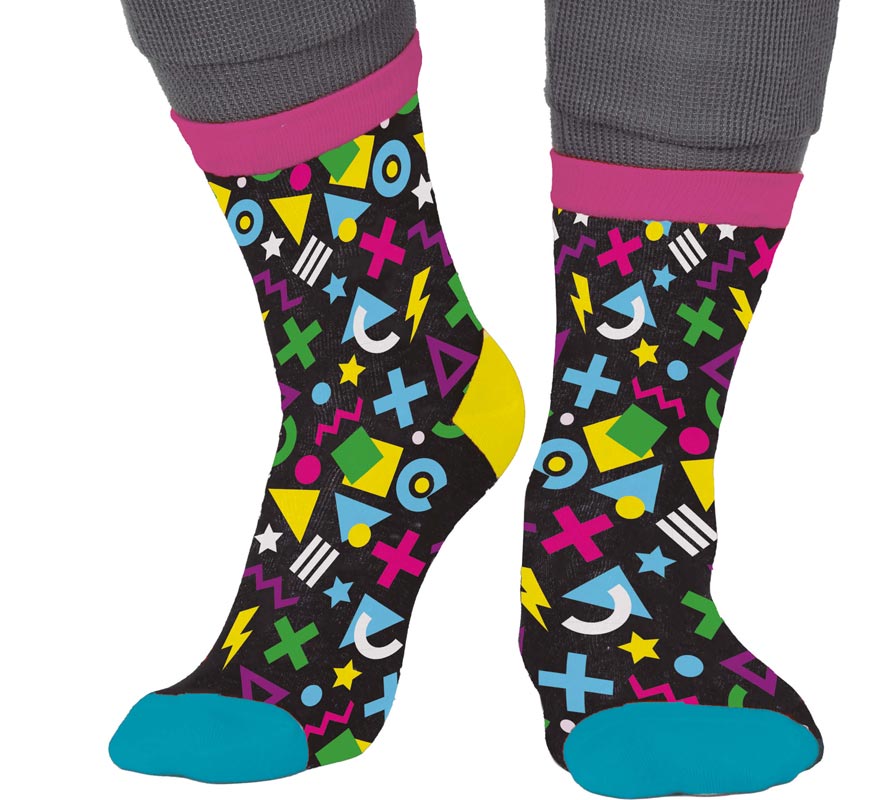 Calcetines negros Años 80 para adultos Calcetines negros Años 80 para adultos