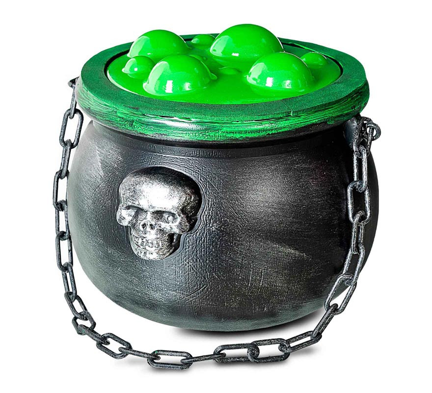 Simulated green potion witch cauldron 20x17x36cm