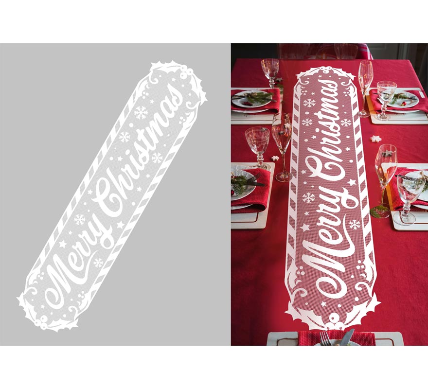 Merry Christmas Openwork Table Runner 42.3x183 cm
