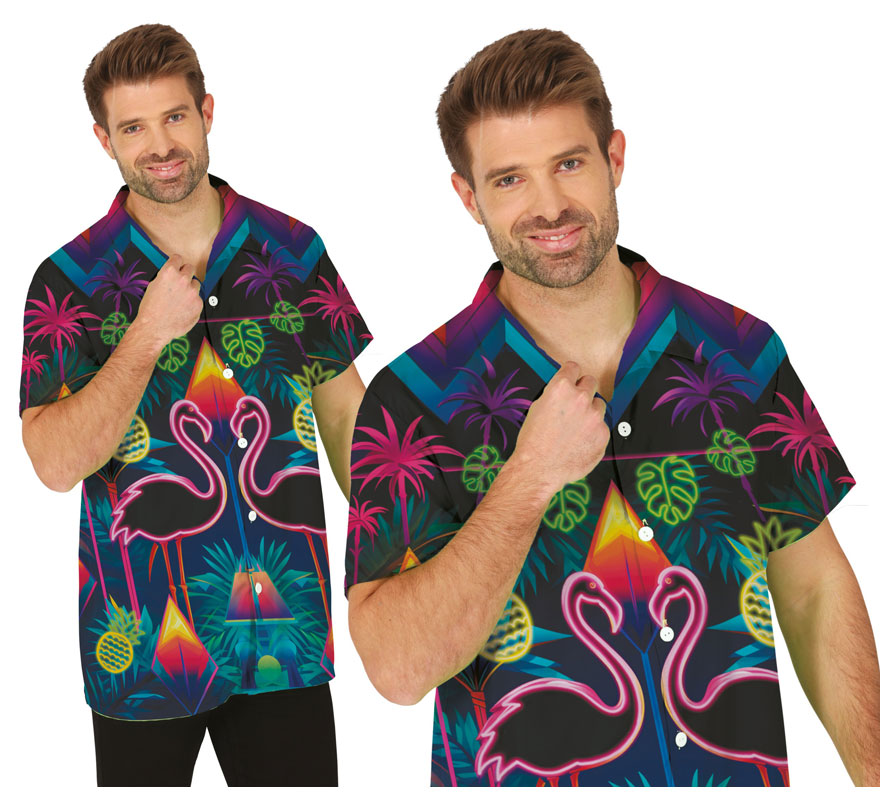 Neon-Flamingos-Shirt für Erwachsene