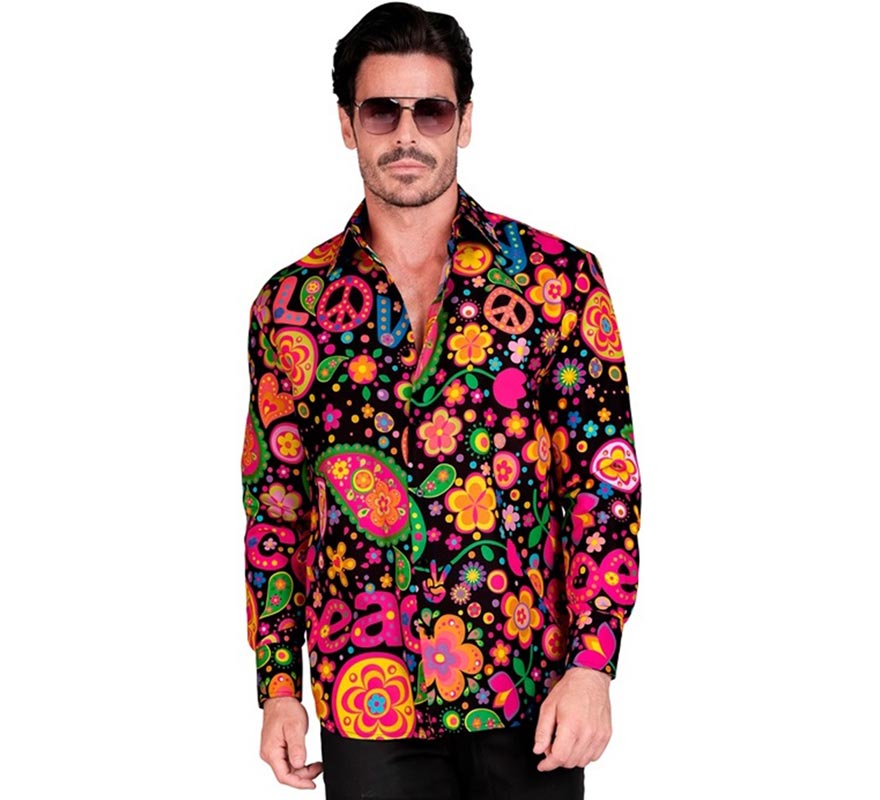 Men's Hippie Print Long Sleeve Shirt