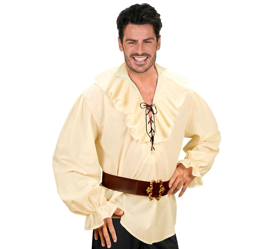 Camisa Medieval Renacentista beige para hombre