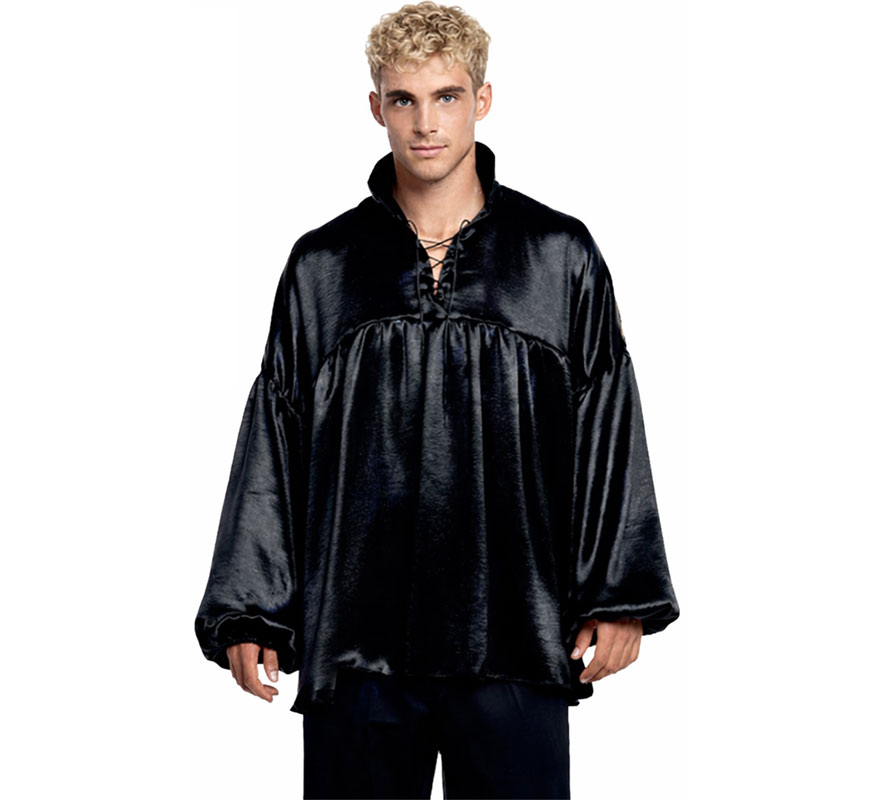 Camicia Uomo Manica Lunga Stile Medievale Steampunk, Colore Bianco E Nero, Taglie A Scelta