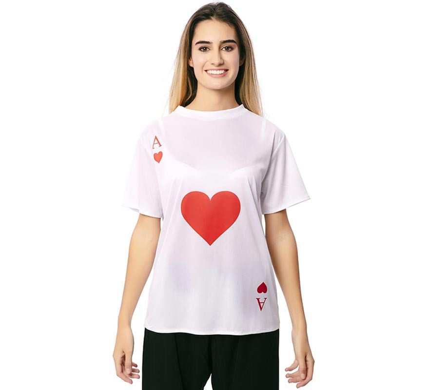 White Ace of Hearts Adult T-Shirt