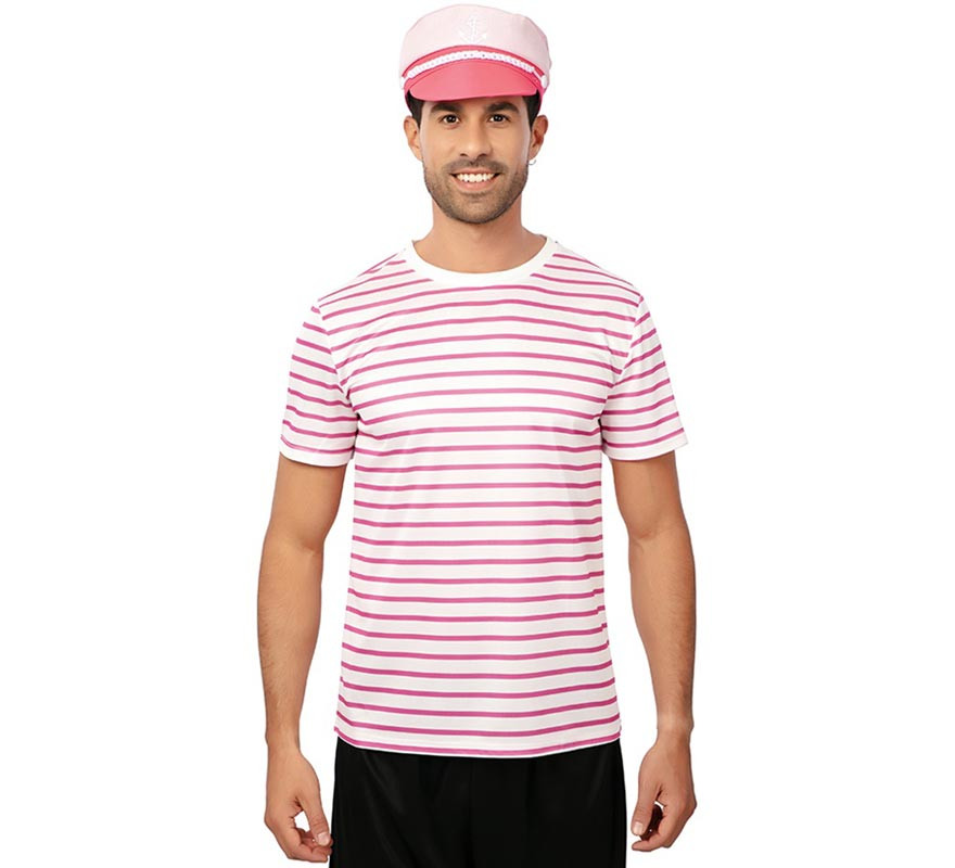 Adult pink striped sailor t-shirt