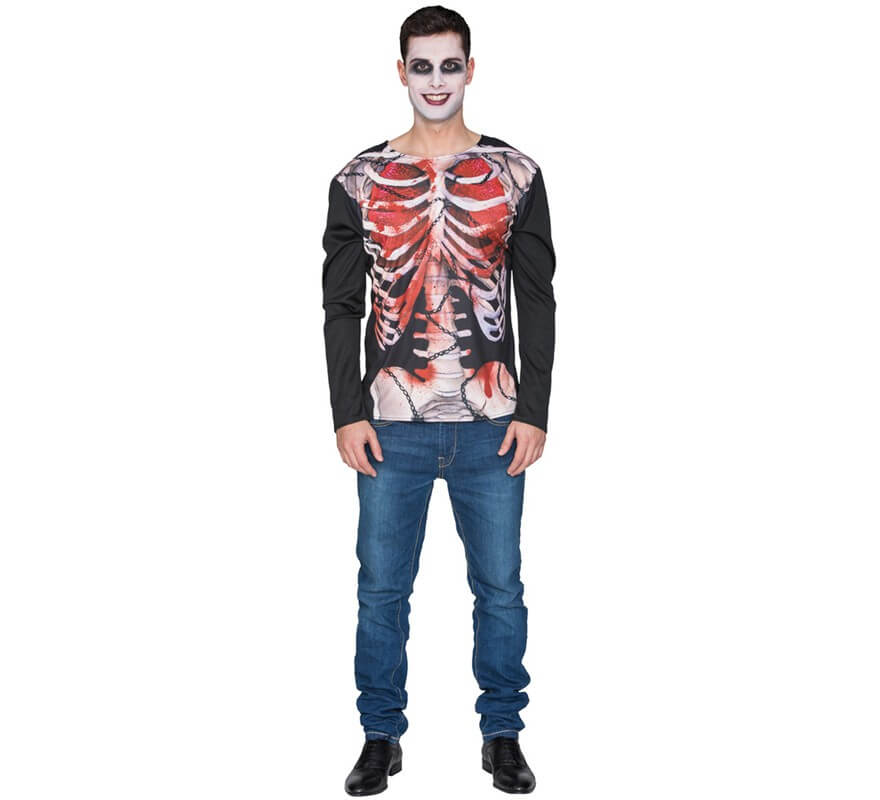 En detalle medio Adquisición Camiseta Disfraz de Esqueleto Zombie para hombre