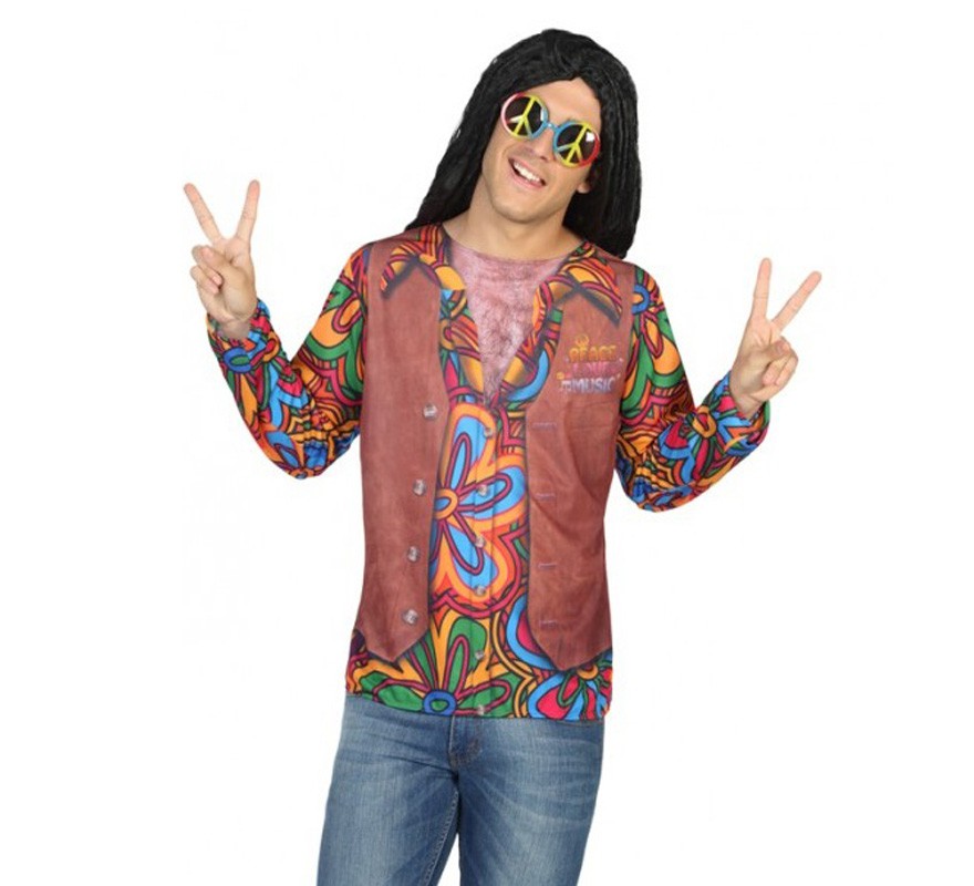 Camiseta disfraz de Hippie para hombre
