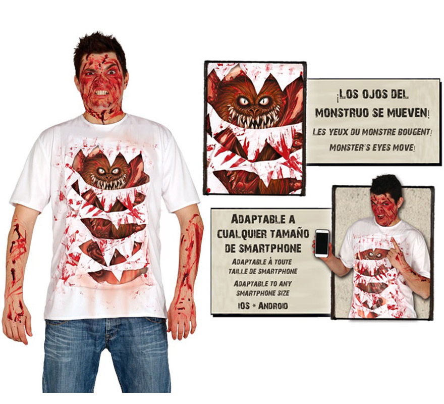 Camiseta disfraz de Monstruo con animación para hombre