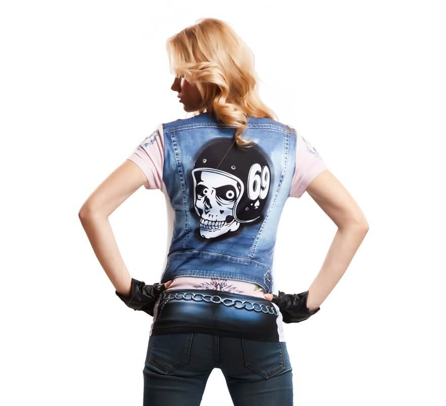 Camiseta disfraz Motorbiker Girl para mujer