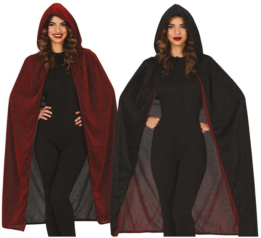 Red Shiny Cape with Hood 120 cm