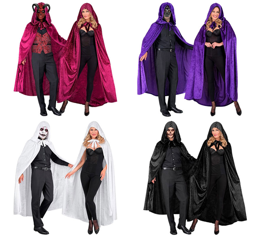 Capa de veludo com capuz de 140 cm para adultos em várias cores Capa de veludo com capuz de 140 cm para adultos em várias cores