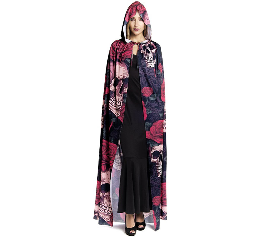 Capa Caveira e Rosas 185 cm Capa Caveira e Rosas 185 cm