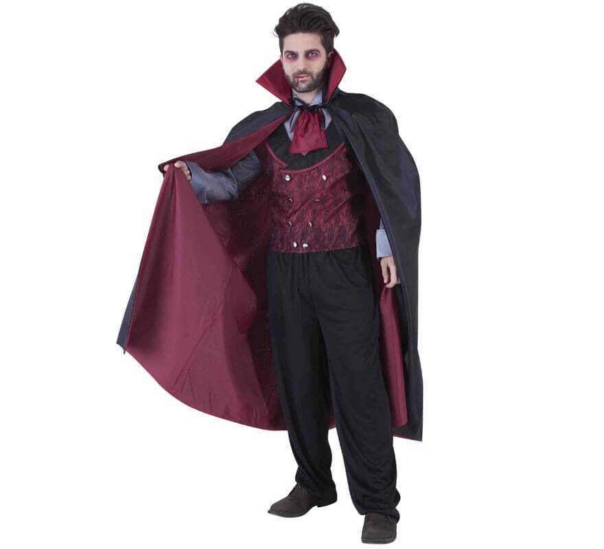 Black and Maroon Vampire Cape for adults