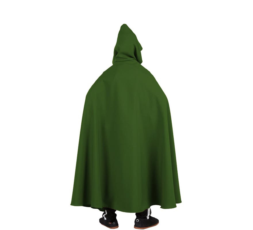 Medieval dark green long cape with children's hood