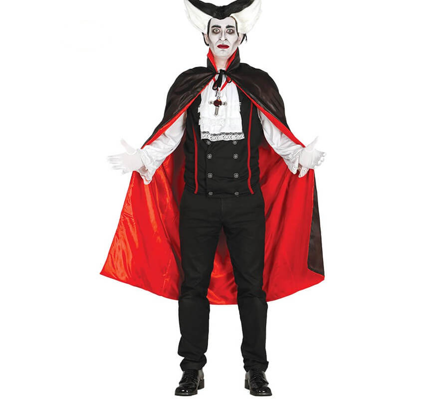 Capa Negra de Vampiro de con Forro Rojo 115 cm