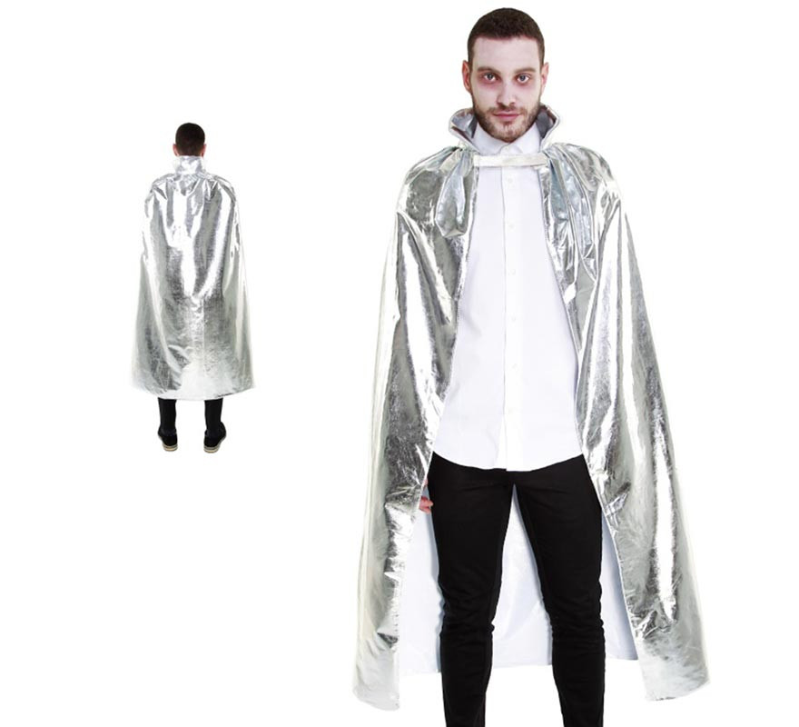 140cm metallic silver cape