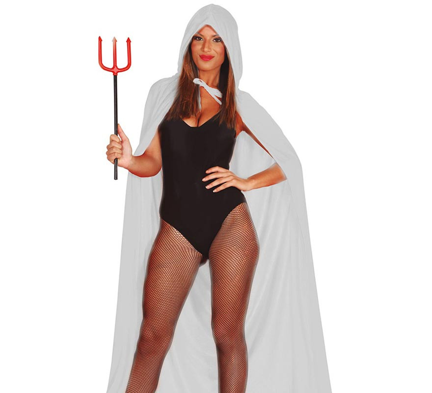 White Velvet Cape with Hood 130 cm