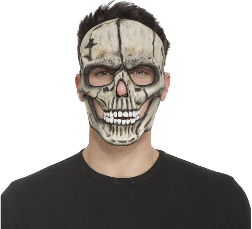 Masque tête de mort blanche en latex pour déguisement
