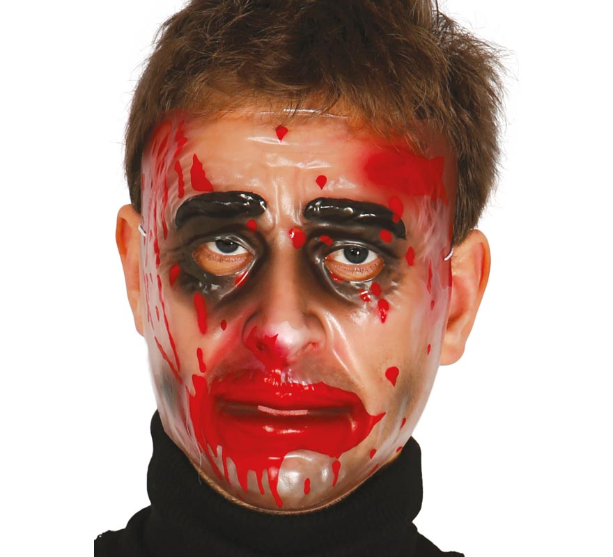 Transparent Zombie man mask with blood