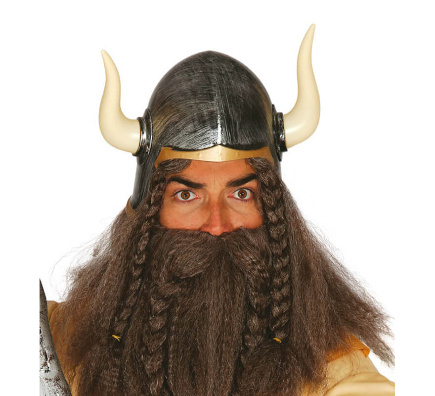 Peluca bigote vikingo galo. Disfraces baratos online