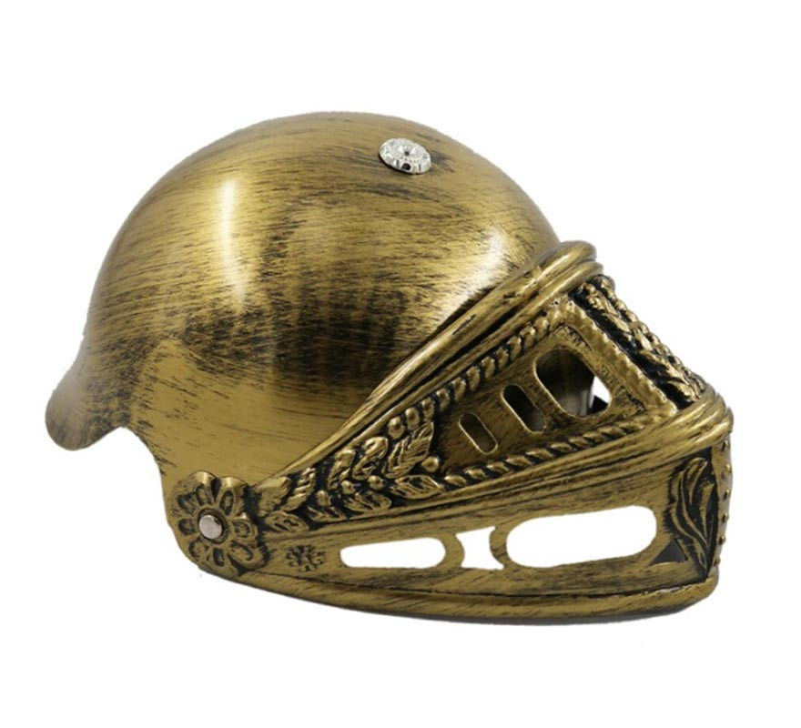 Golden knight helmet with grille