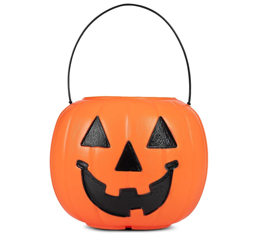 Orange pumpkin basket with handle 21.6x21.6x30.5 cm