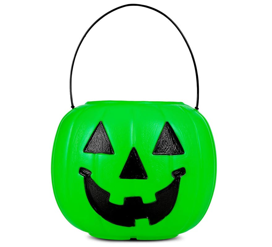 Green pumpkin basket with handle 21.6x21.6x30.5 cm