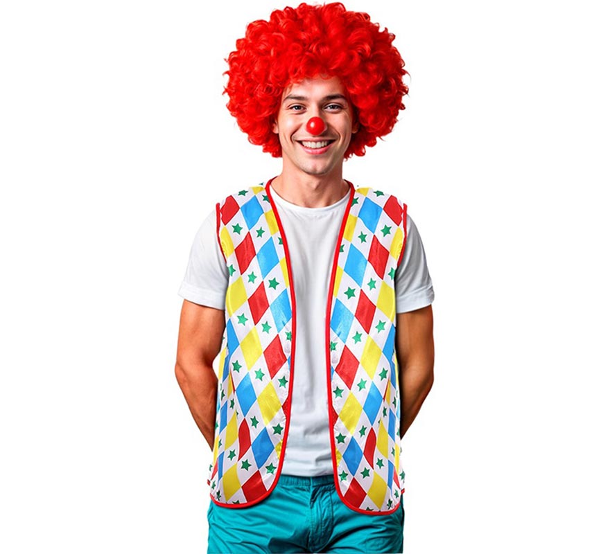 Adult Clown Vest with Rhombuses and Stars