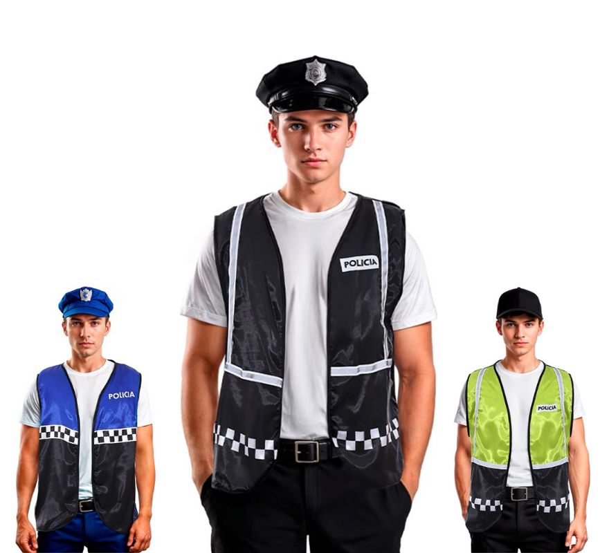 Gilet de police à carreaux pour adulte en différentes couleurs