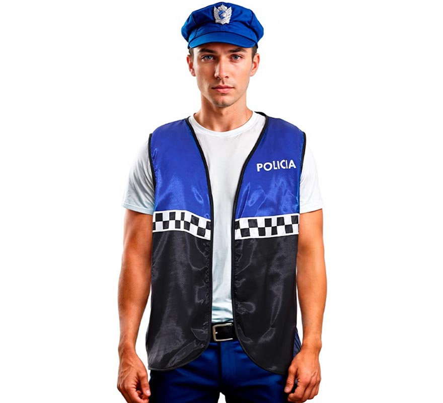 Adult blue checkered police vest