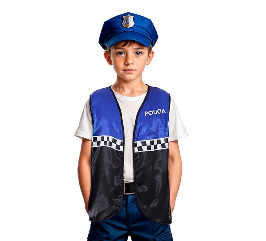 Children's blue checked police vest