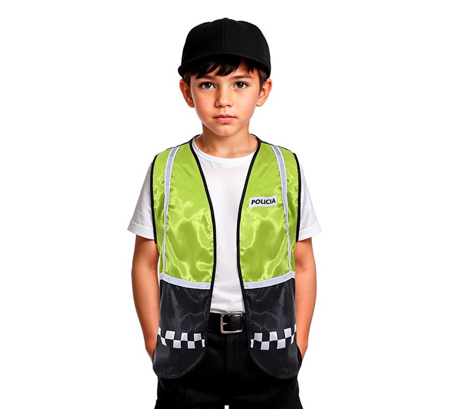 Children's green checked police vest