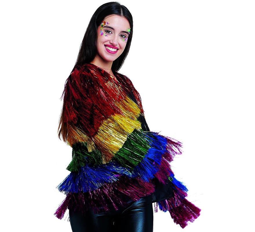 Casaco com franjas em várias cores para mulher
