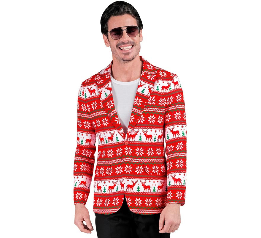 Red and white Merry Christmas jacket for men