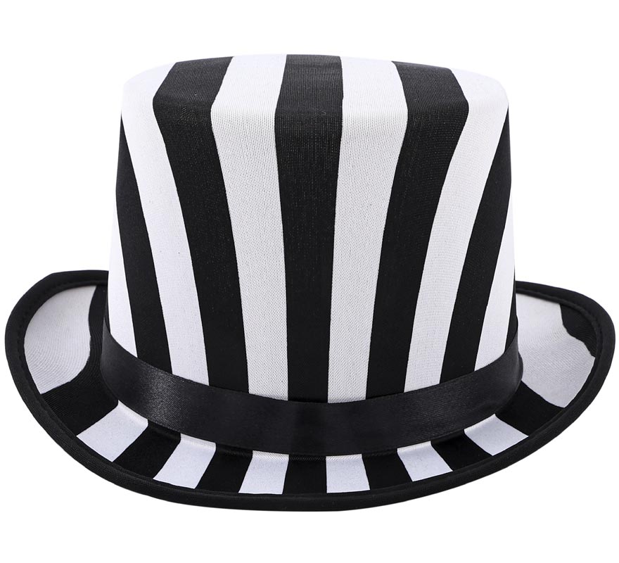 Black and white striped top hat
